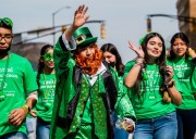 Images from downtown Indy's St. Patrick's day parade - parade marchers