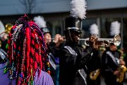 Images from downtown Indy's St. Patrick's day parade - dread locks and marching band