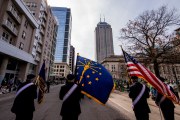 Images from downtown Indy's St. Patrick's day parade - flags