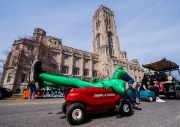 Images from downtown Indy's St. Patrick's day parade - green dude