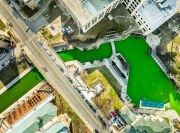 Images from downtown Indy's St. Patrick's day parade - overhead image of canal