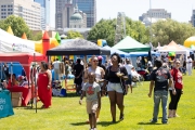 people walking the festival