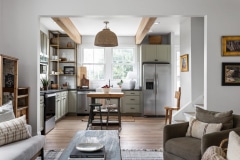 Good Bones "Historic Cottage for Flippers" living room and kitchen