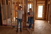 Cory and Mina inspecting the damage done by the plumber. Renovated by Mina & Karen; as seen on Good Bones Season 7