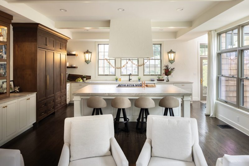 The custom alder-wood kitchen cabinet, a substitute for a pantry, she <br />smartly made sure that open doors can slide back into the unit so they don’t look messy.