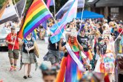 a pride flag bearer