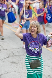 Photos from Indy Pride Parade 2022 a woman cheering