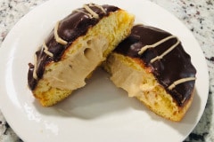 A peanut butter and marshmallow fluff donut from Rise 'n Roll Bakery