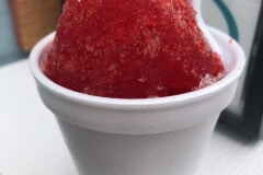 A strawberry shaved ice from The Ice Barn in Brownsburg