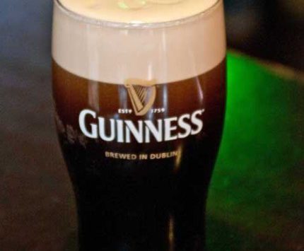 A Guinness draft delivered at the Claddagh Irish Pub downtown—replete with shamrock "stenciled" atop the foam in the bartender