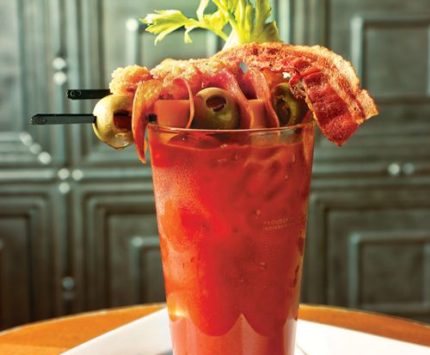 That elaborate Bloody Mary, replete with tater tots