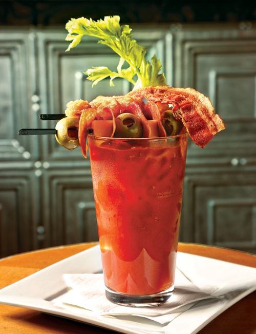 That elaborate Bloody Mary, replete with tater tots