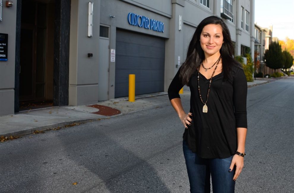 Amanda Dorman outside The Maxwell on Ohio Street downtown.