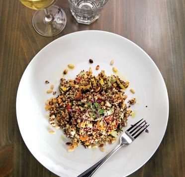 The Black and Red Quinoa Salad at Napolese is a hearty meal itself full of summer vegetables and other local produce.