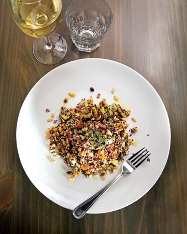 The Black and Red Quinoa Salad at Napolese is a hearty meal itself full of summer vegetables and other local produce.