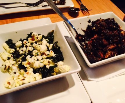 Popcorn with kale chips and fried Brussels sprouts at Tinker Street.