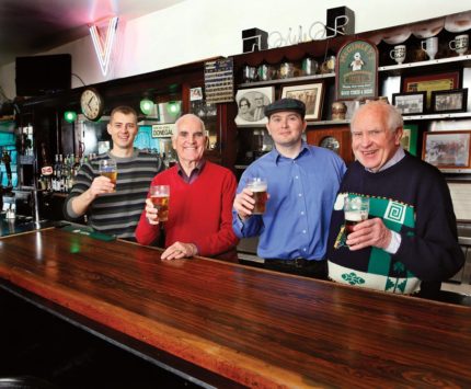 Toasting two generations of the Golden Ace lineage: John, Chuck, Jimmy, and Jim McGinley