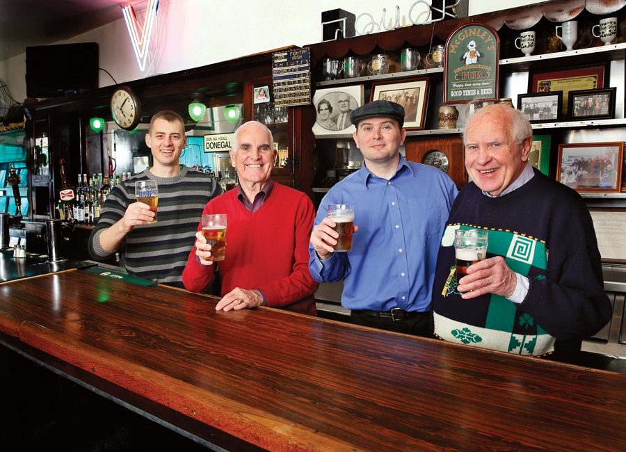 Toasting two generations of the Golden Ace lineage: John, Chuck, Jimmy, and Jim McGinley