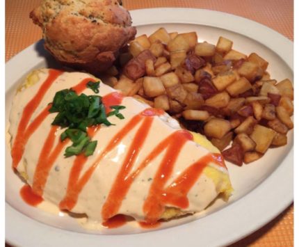 The buffalo chicken omelette at Wild Eggs. Photo via Wild Eggs