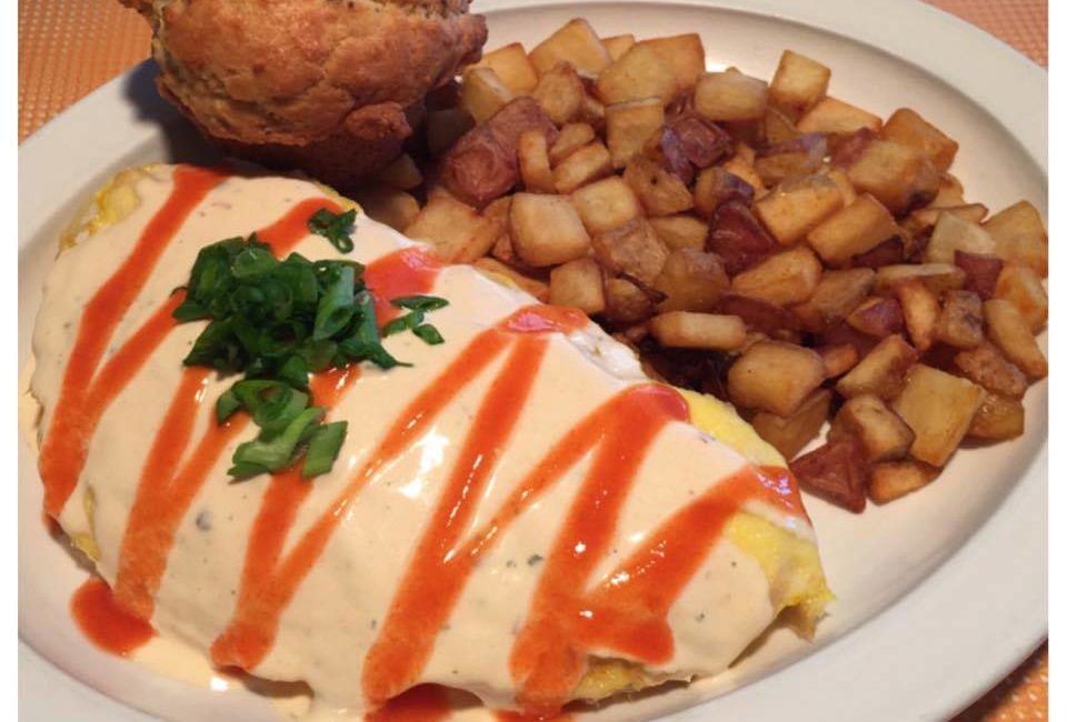 The buffalo chicken omelette at Wild Eggs. Photo via Wild Eggs