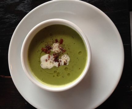 Green-pea soup at Plow & Anchor