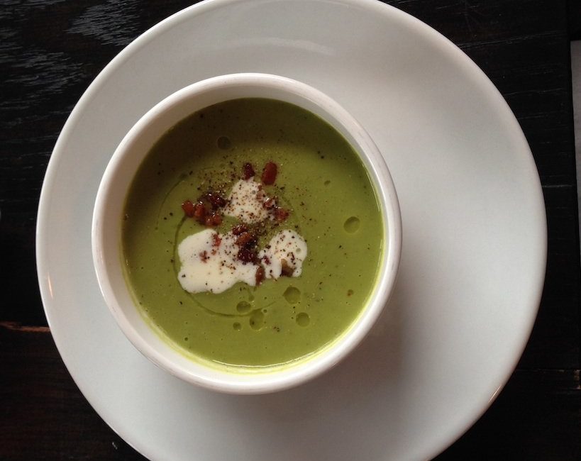 Green-pea soup at Plow & Anchor