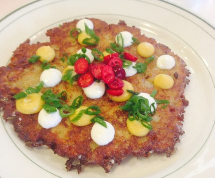 Potato-and-yuca latke at Milktooth