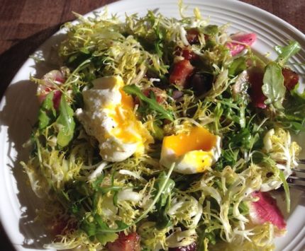 The lyonnaise salad at The Garden Table