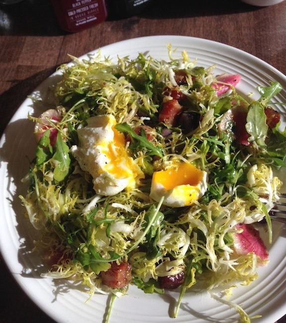 The lyonnaise salad at The Garden Table