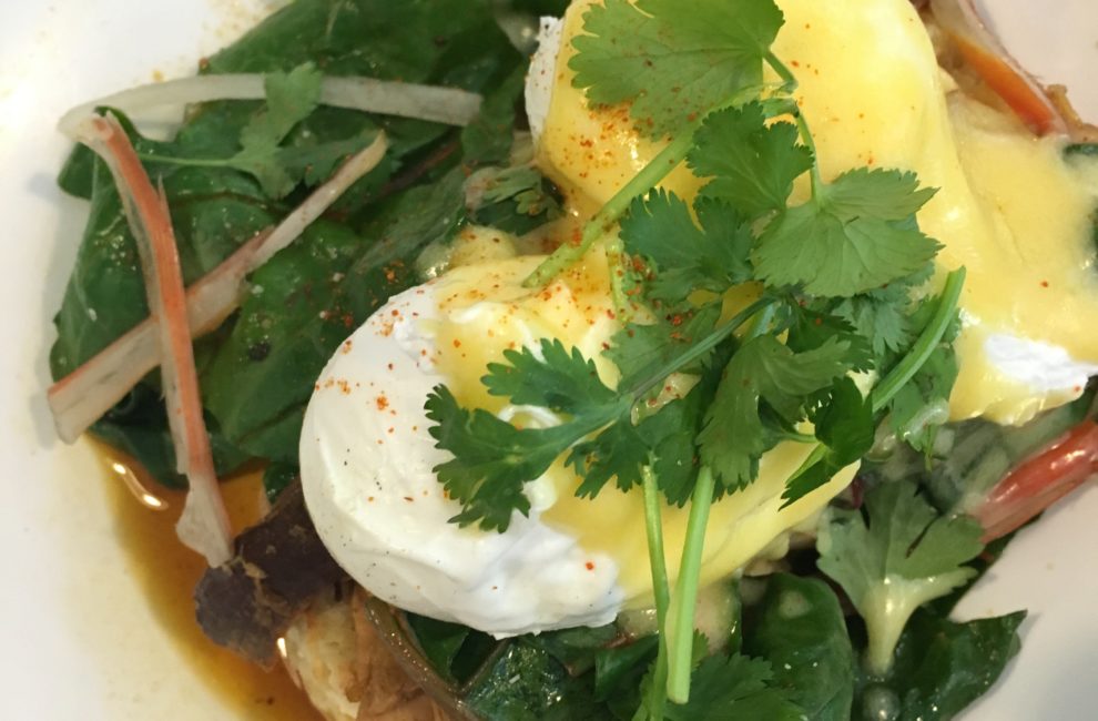 The Pork Shoulder Benedict at The Garden Table