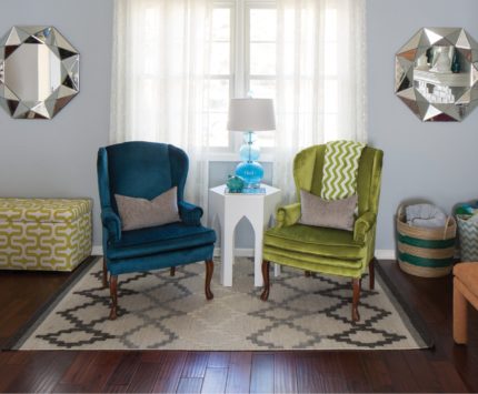 Green and blue chairs