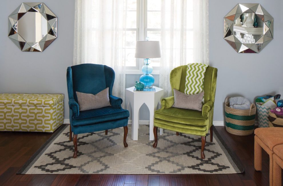 Green and blue chairs