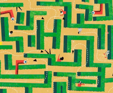 Illustration of corn maze by Nate Kitch