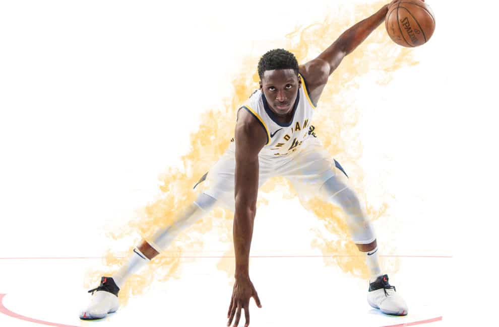 Victor Oladipo dribbling a basketball