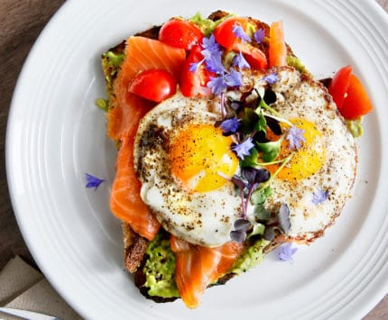 Salmon and eggs with greens at Garden Table