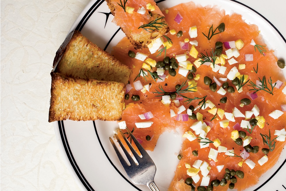 Salmon and bread from the Oceanaire