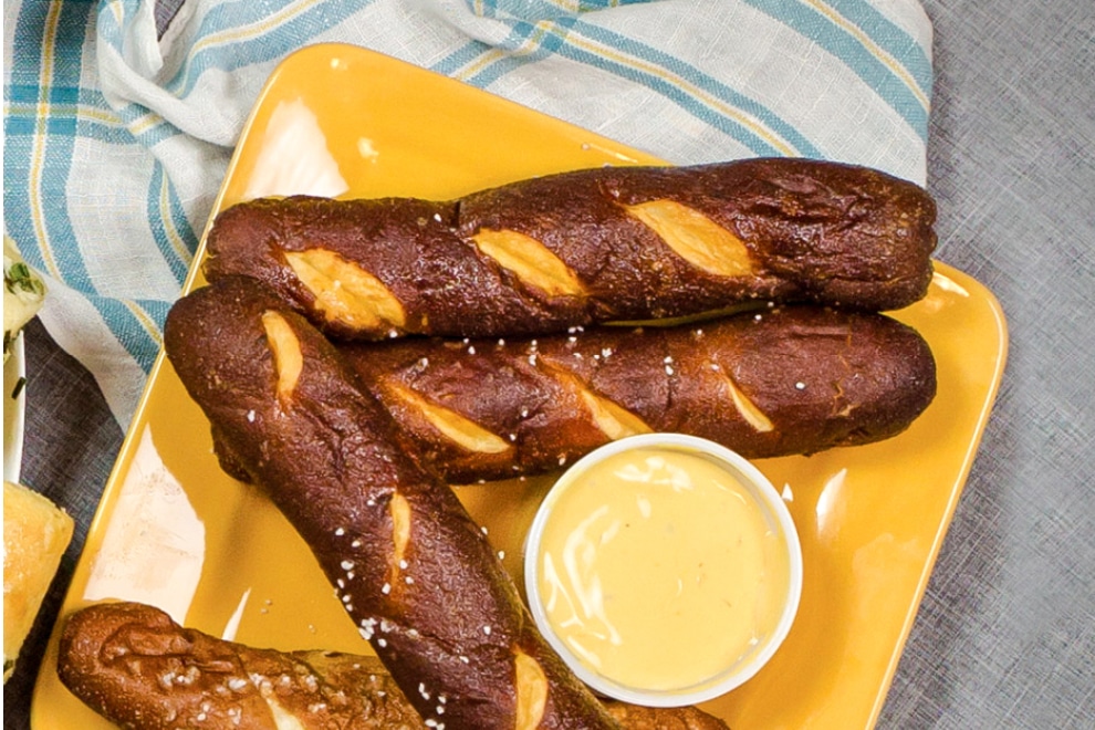 Rush on Main pretzel sticks with cheese sauce