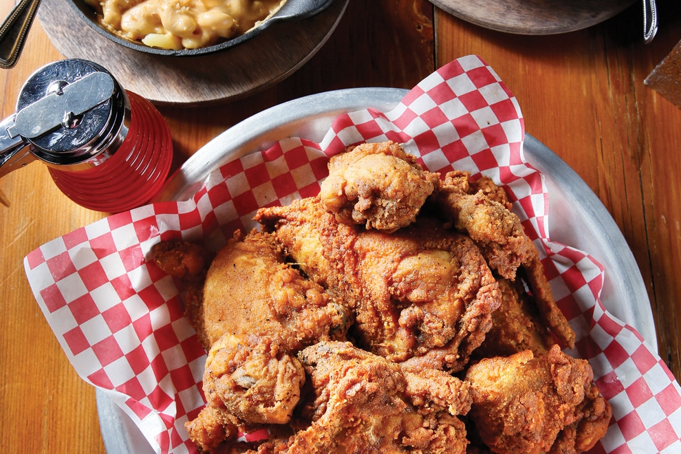 Fried chicken and sides at The Eagle