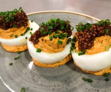 Deviled eggs with toppings at Turchetti's