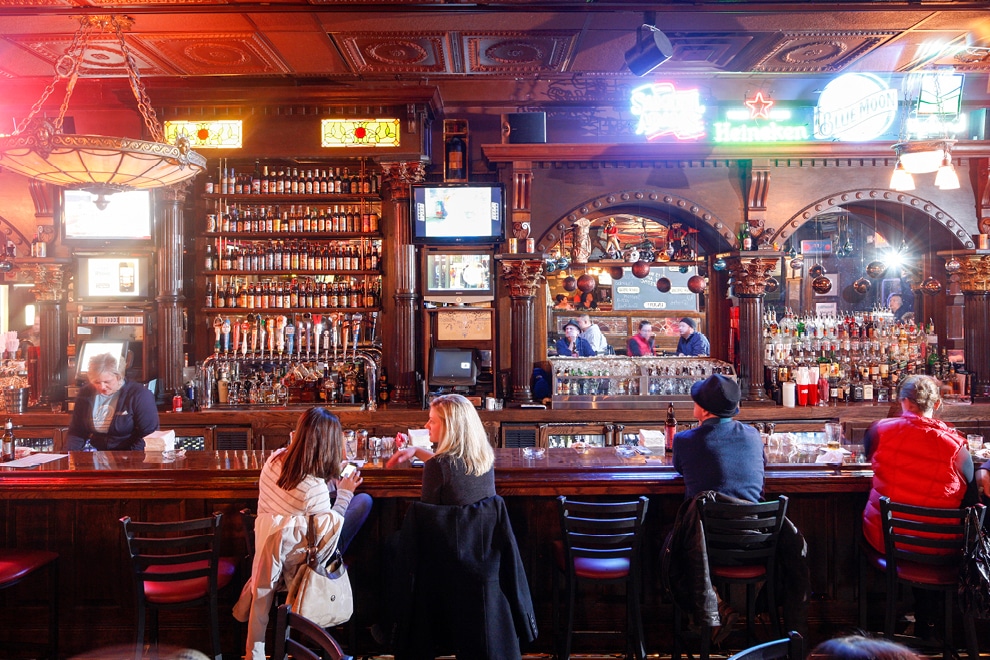 Interior bar with diners at Ale Emporium