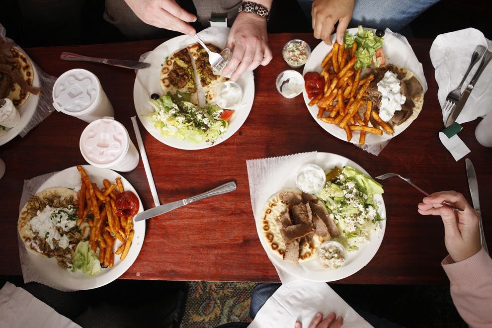 spread of dishes from Ali Baba's Cafe