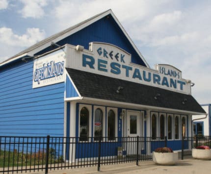 Exterior of Greek Islands restaurant