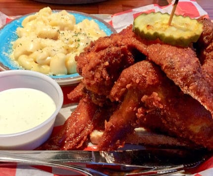 hot chicken and macaroni and cheese from Joella's