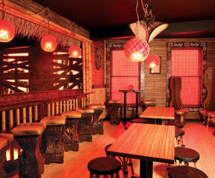 Upstairs interior of The Inferno Room tiki lounge