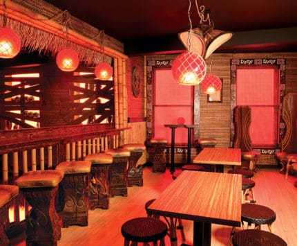 Inferno Room tiki decor