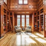 The home's two-story library.