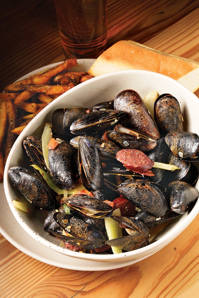 Daredevil Hall’s beer-steamed mussels