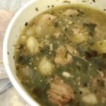 Green chile soup with tender pork.