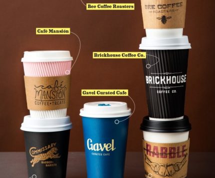 A stack of fashionable coffee cups