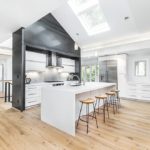 A kitchen with modern touches.